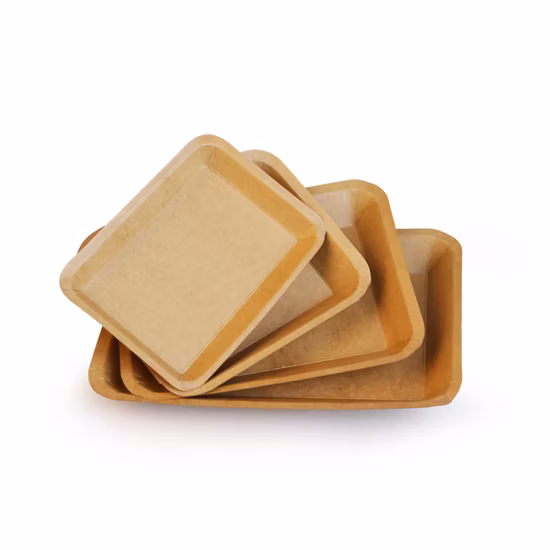 100% 목재 펄프로 만든 과일, 야채, 과자용 일회용 갈색 크라프트 종이 트레이