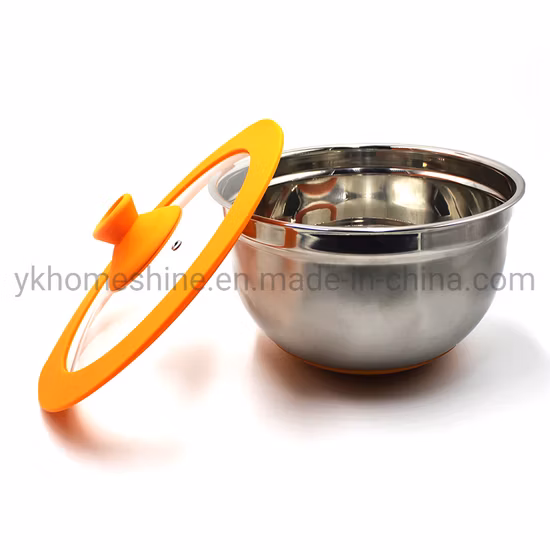 2019 실리콘 링과 나무 손잡이가 있는 강화 실리콘 유리로 만든 새로운 소스 팬 커버